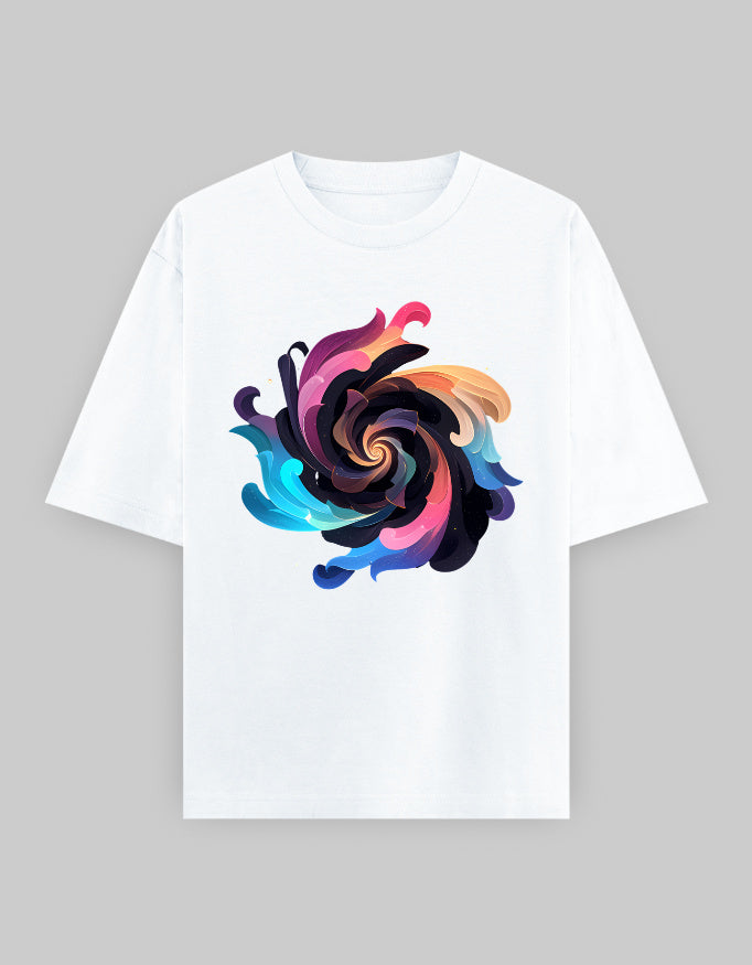 Swirl Vortex Oversized T-Shirt – White