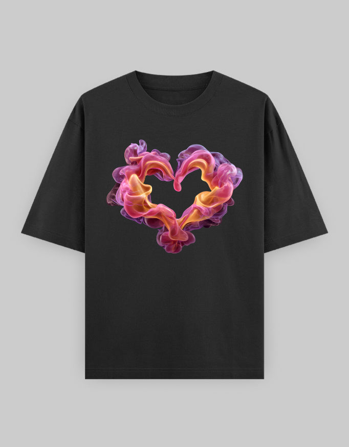 Smoke Heart Oversized T-Shirt – Black