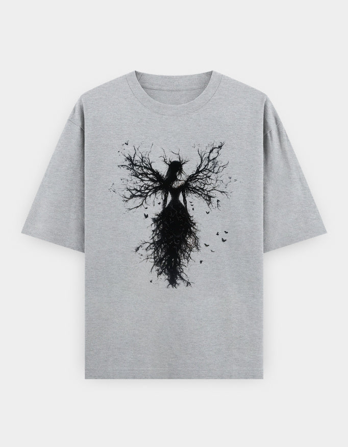 Dark Fairy Oversized T-Shirt – Grey Melange