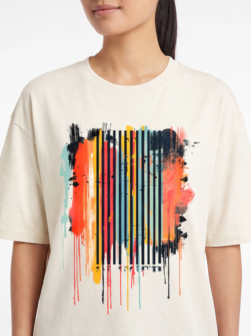 Colorful Barcode Oversized T-Shirt – Off White
