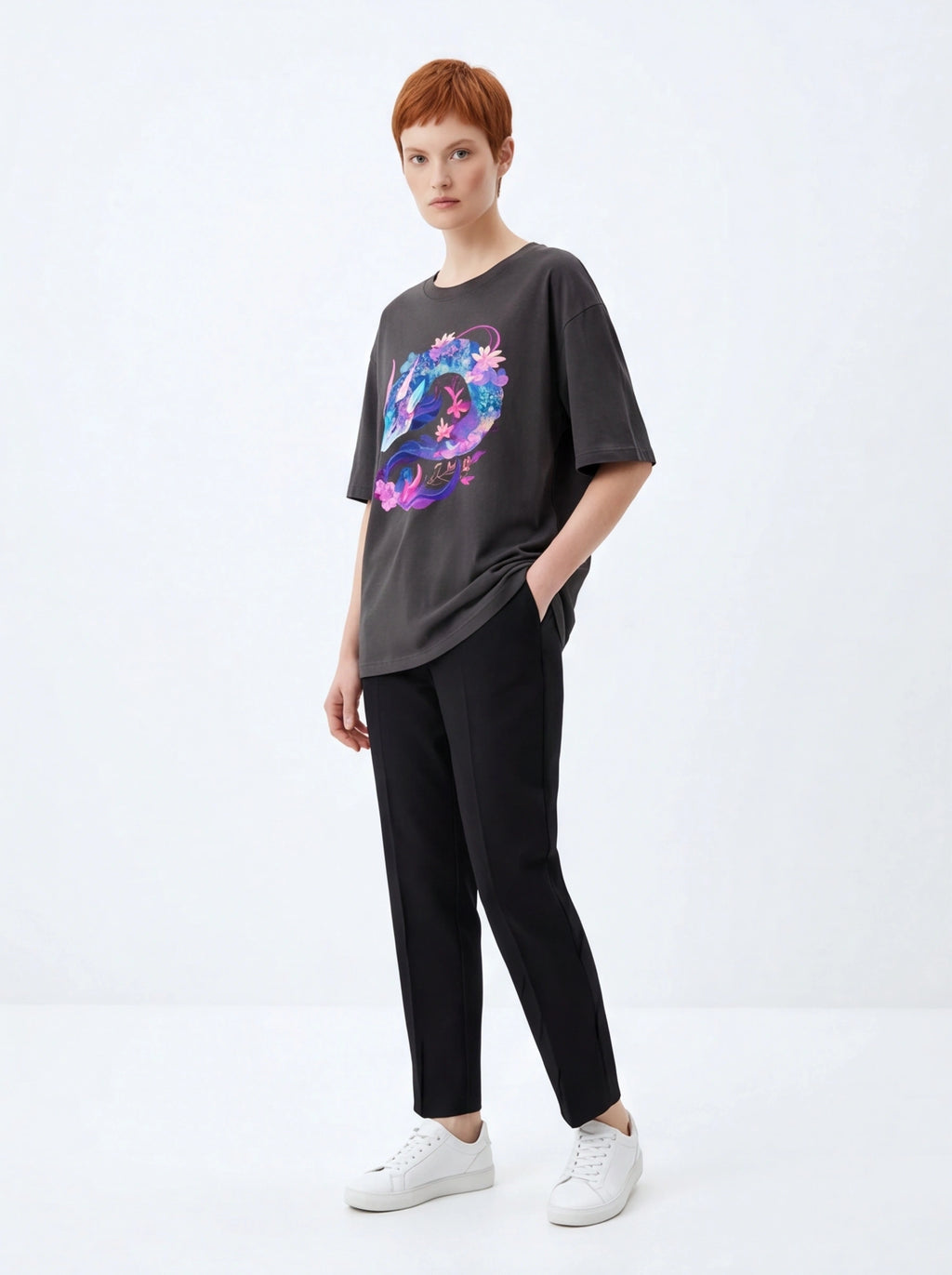 Floral Sea Dragon Oversized T-Shirt