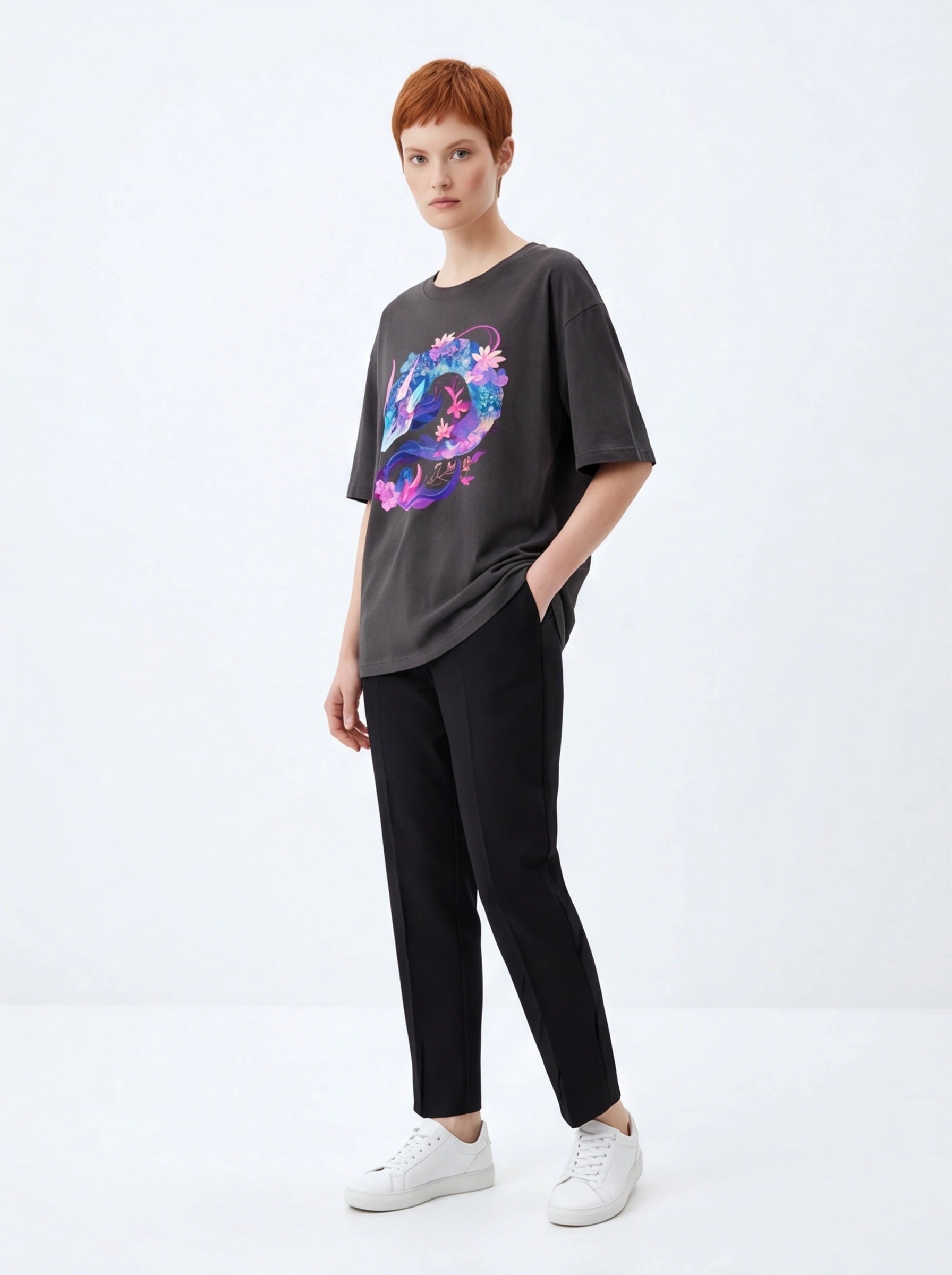 Floral Sea Dragon Oversized T-Shirt