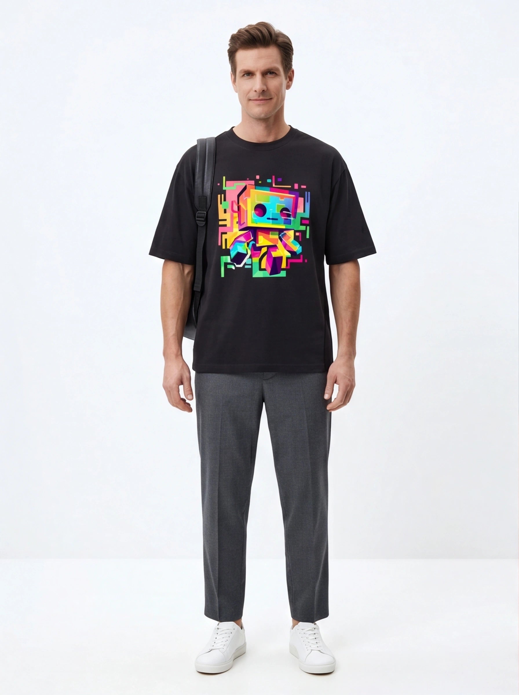 Colorful Robot Oversized T-Shirt