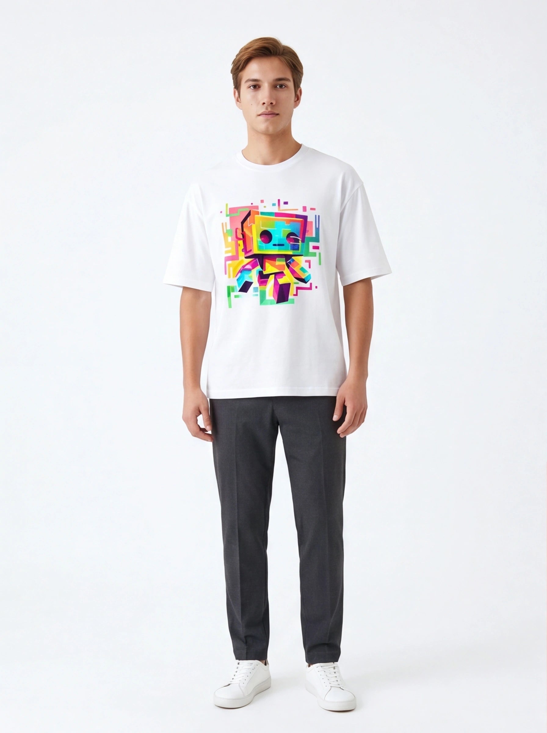 Colorful Robot Oversized T-Shirt