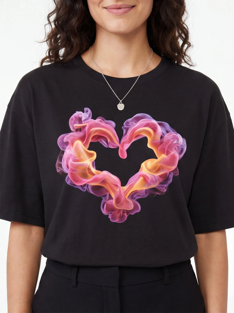 Smoke Heart Oversized T-Shirt – Black