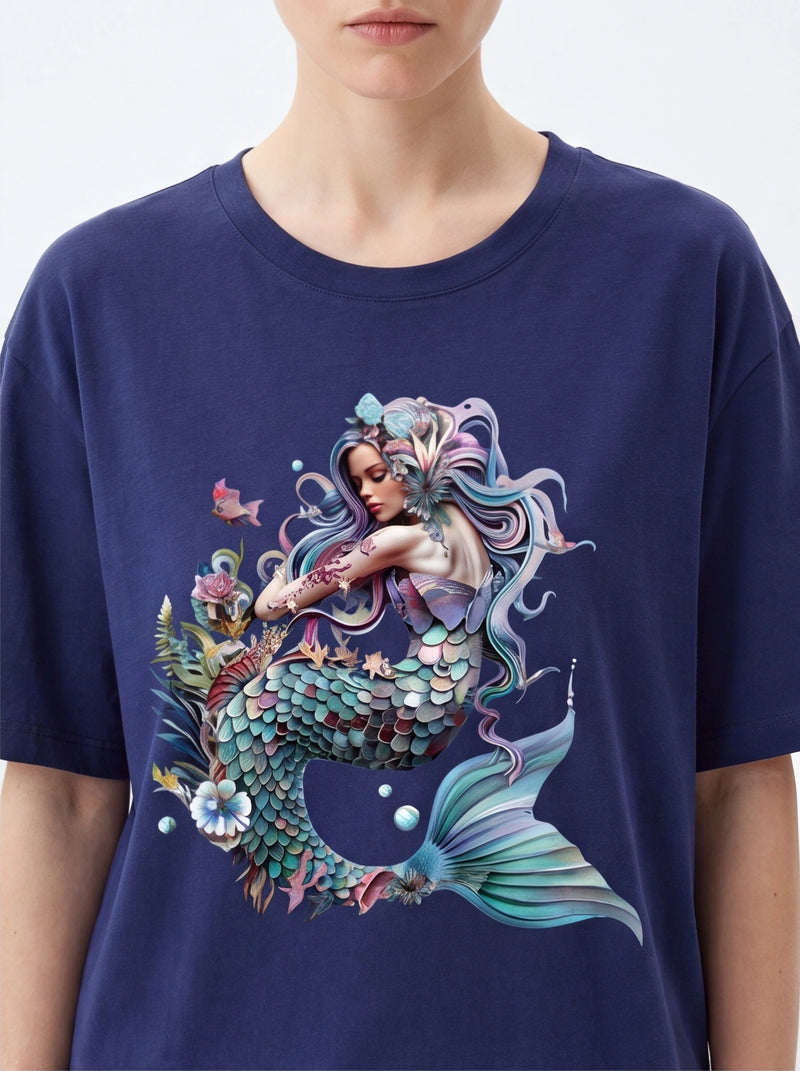 Serene Mermaid Oversized T-Shirt – Royal Blue