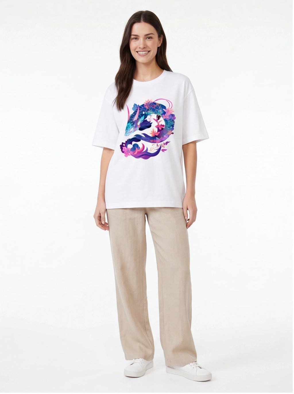 Floral Sea Dragon Oversized T-Shirt