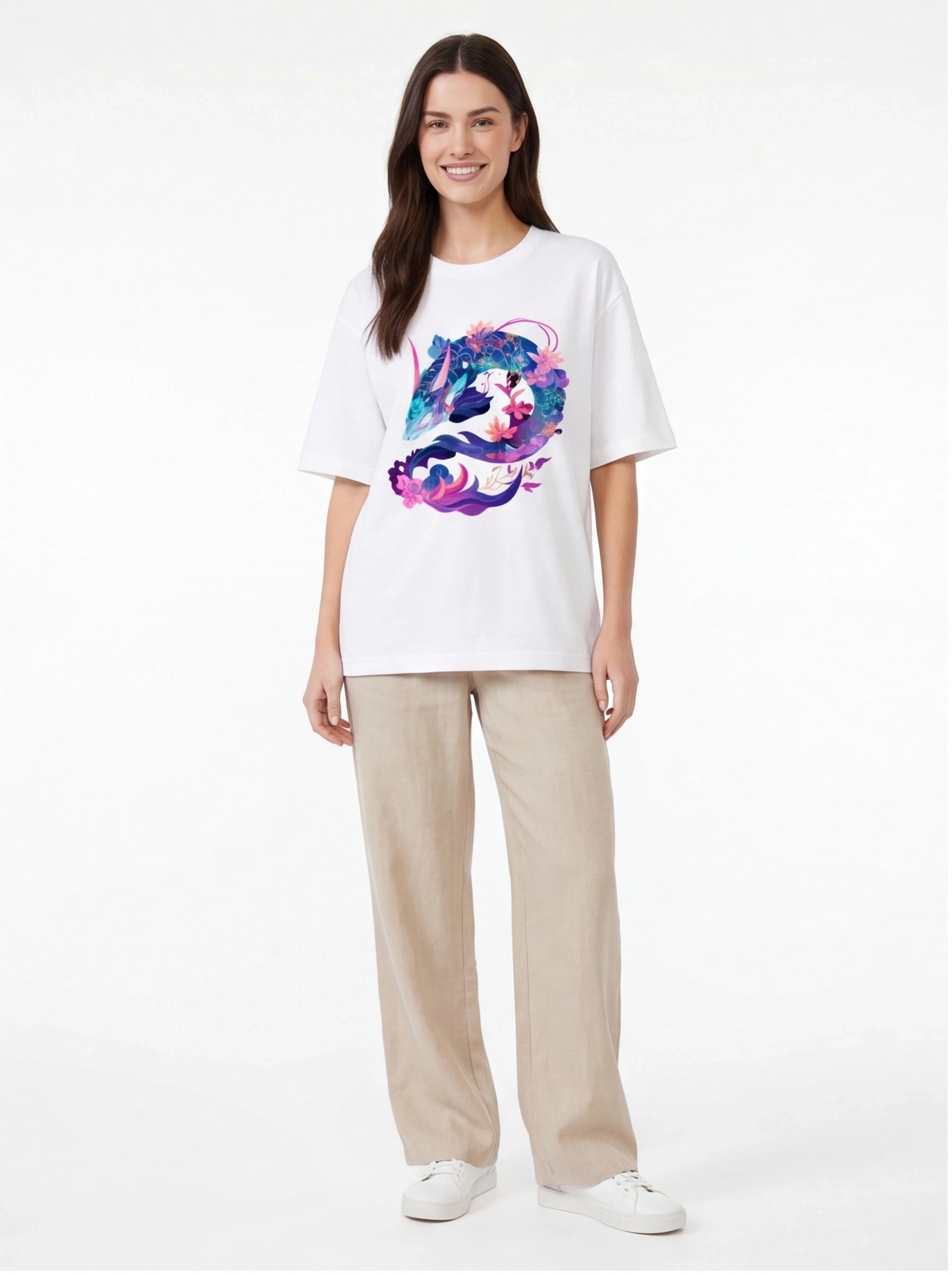 Floral Sea Dragon Oversized T-Shirt