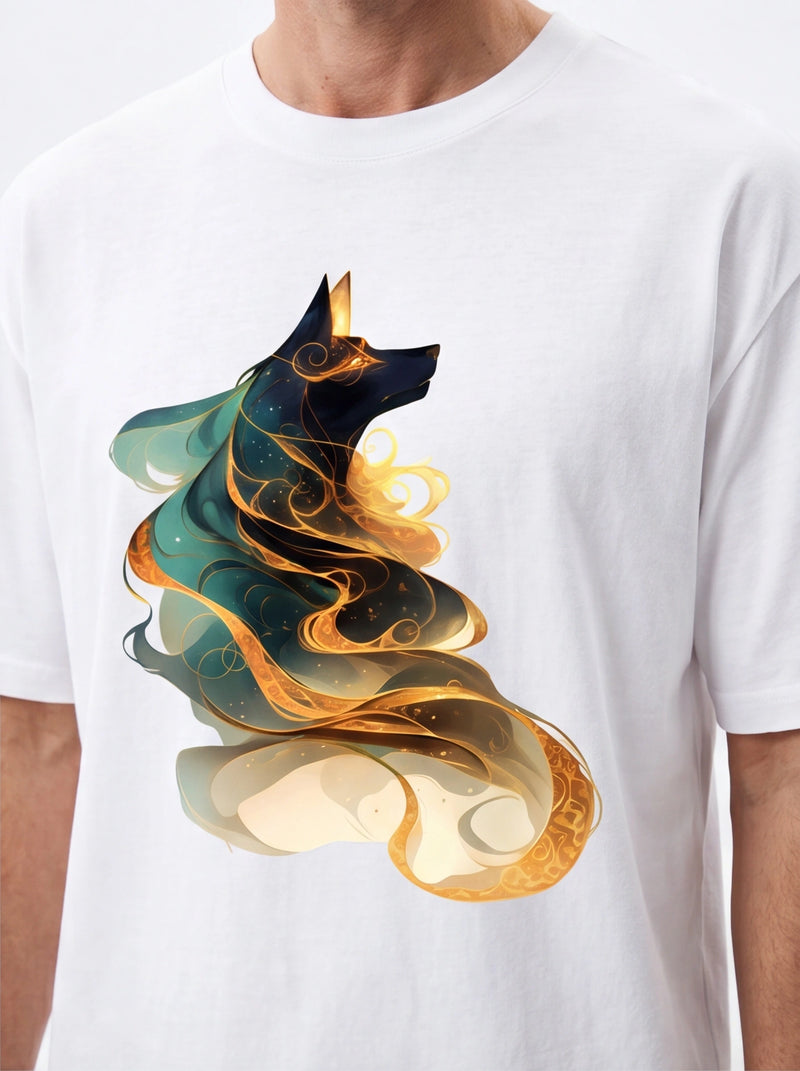 Colorful Wolf Oversized T-Shirt – White