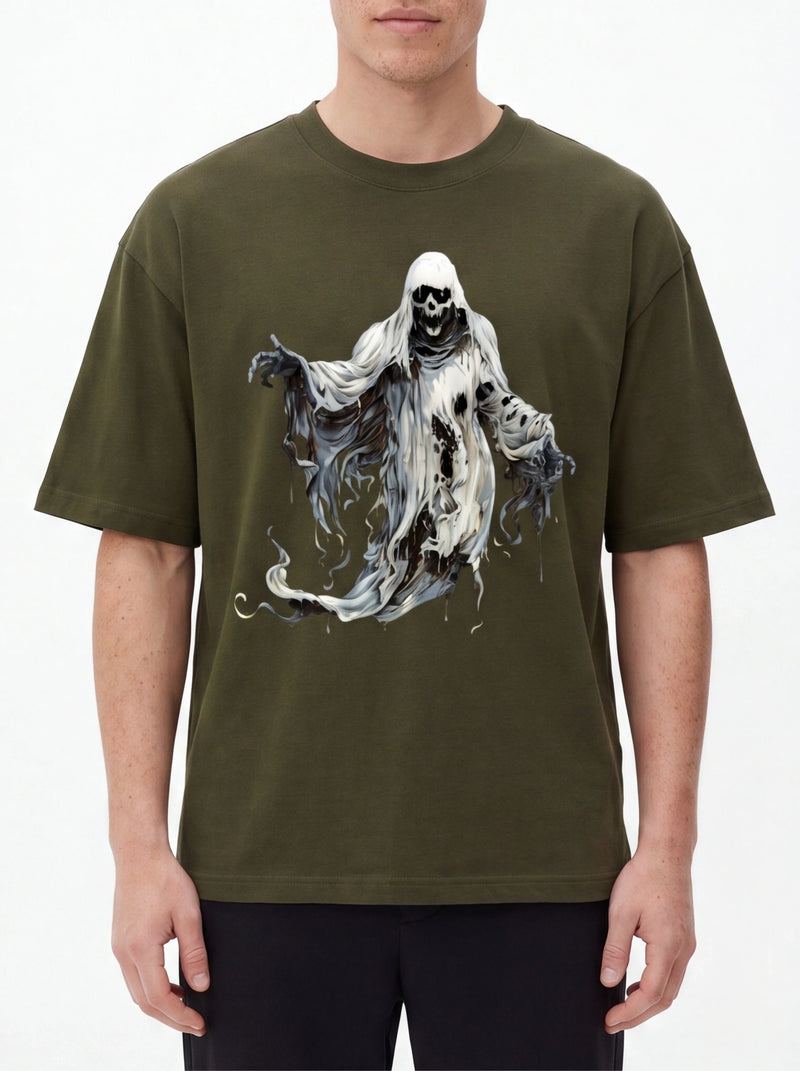 Ghost Oversized T-Shirt – Olive Green