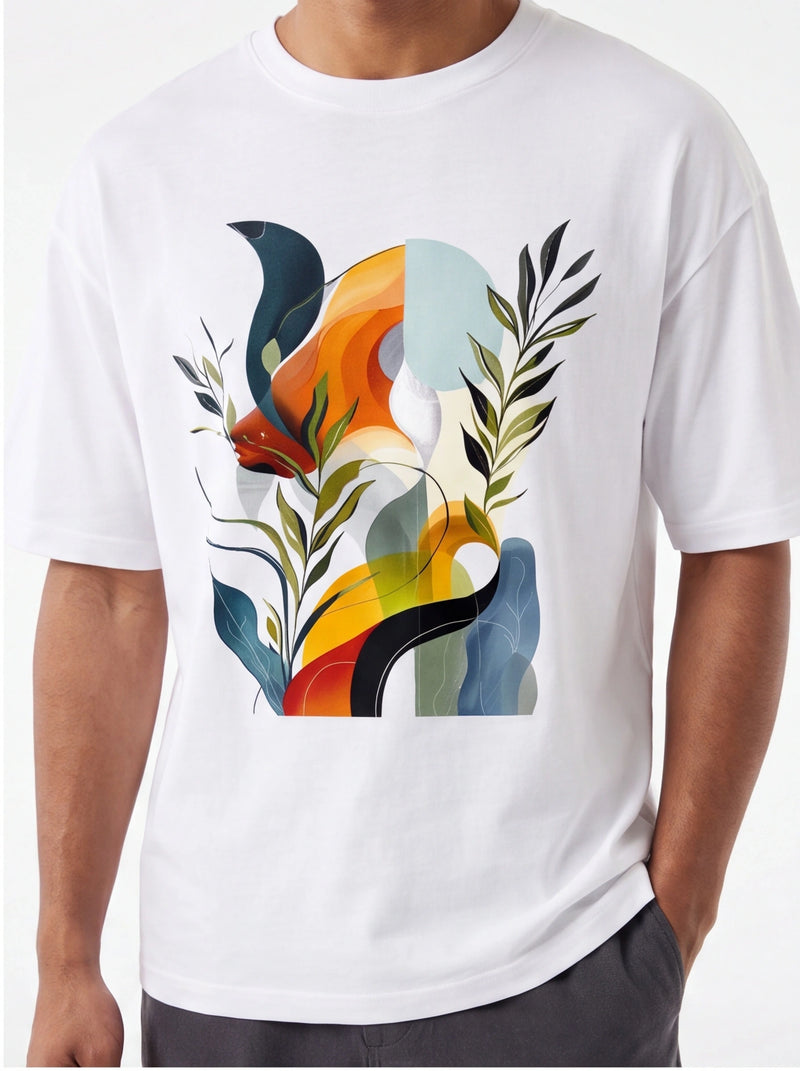 Leaves Oversized T-Shirt – White
