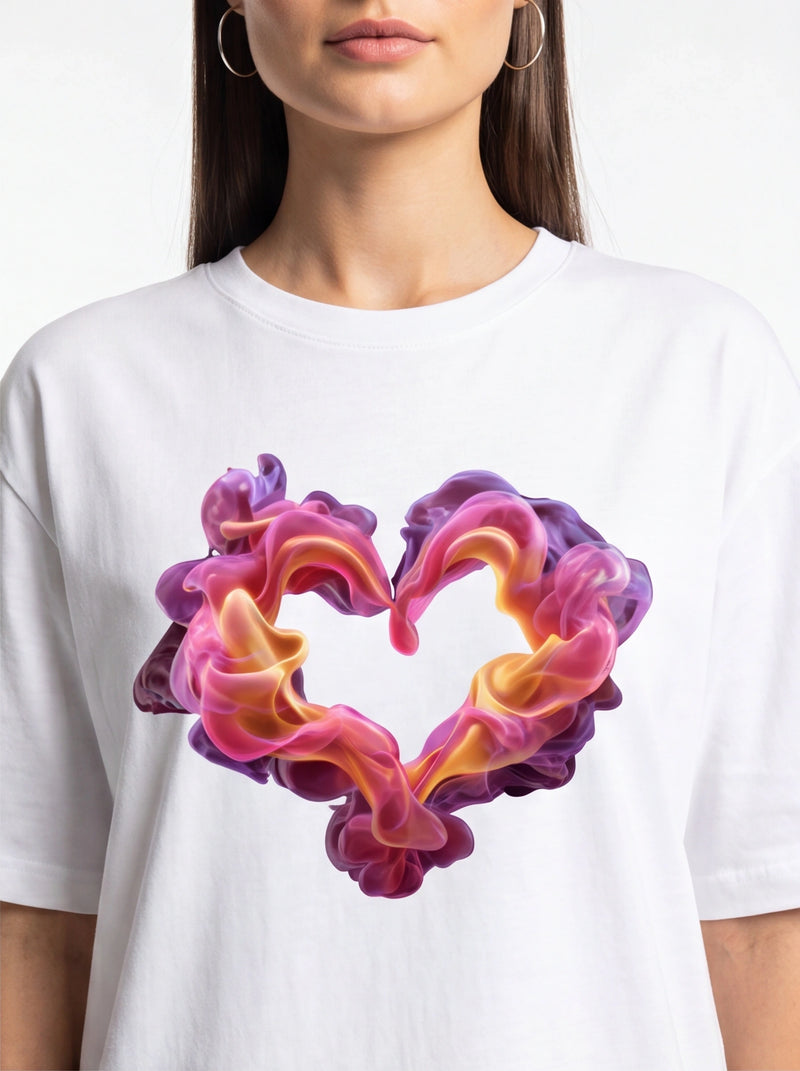Smoke Heart Oversized T-Shirt – White
