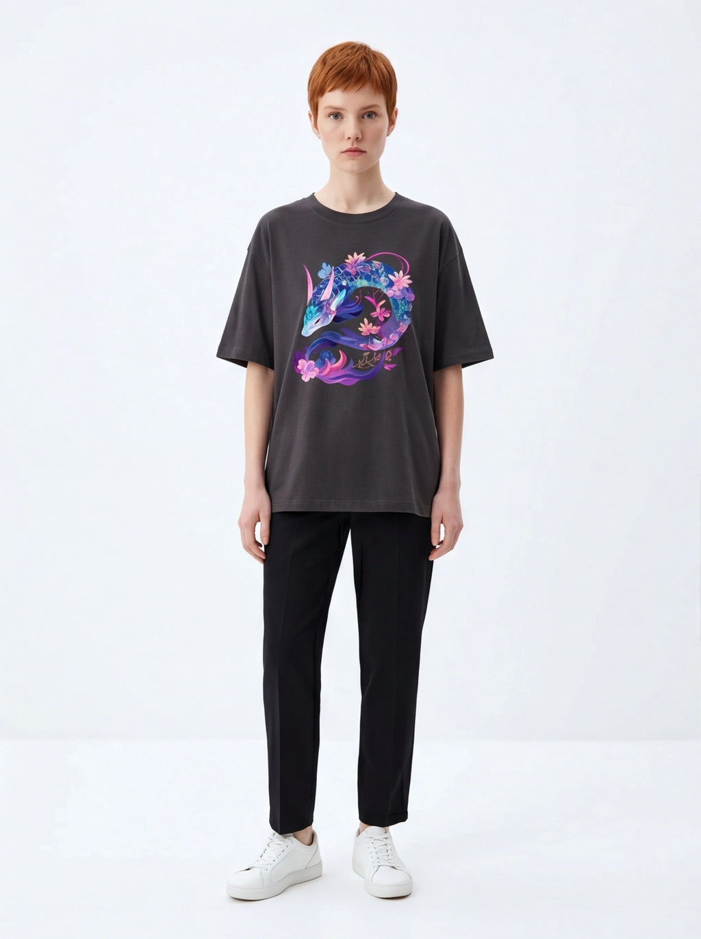 Floral Sea Dragon Oversized T-Shirt