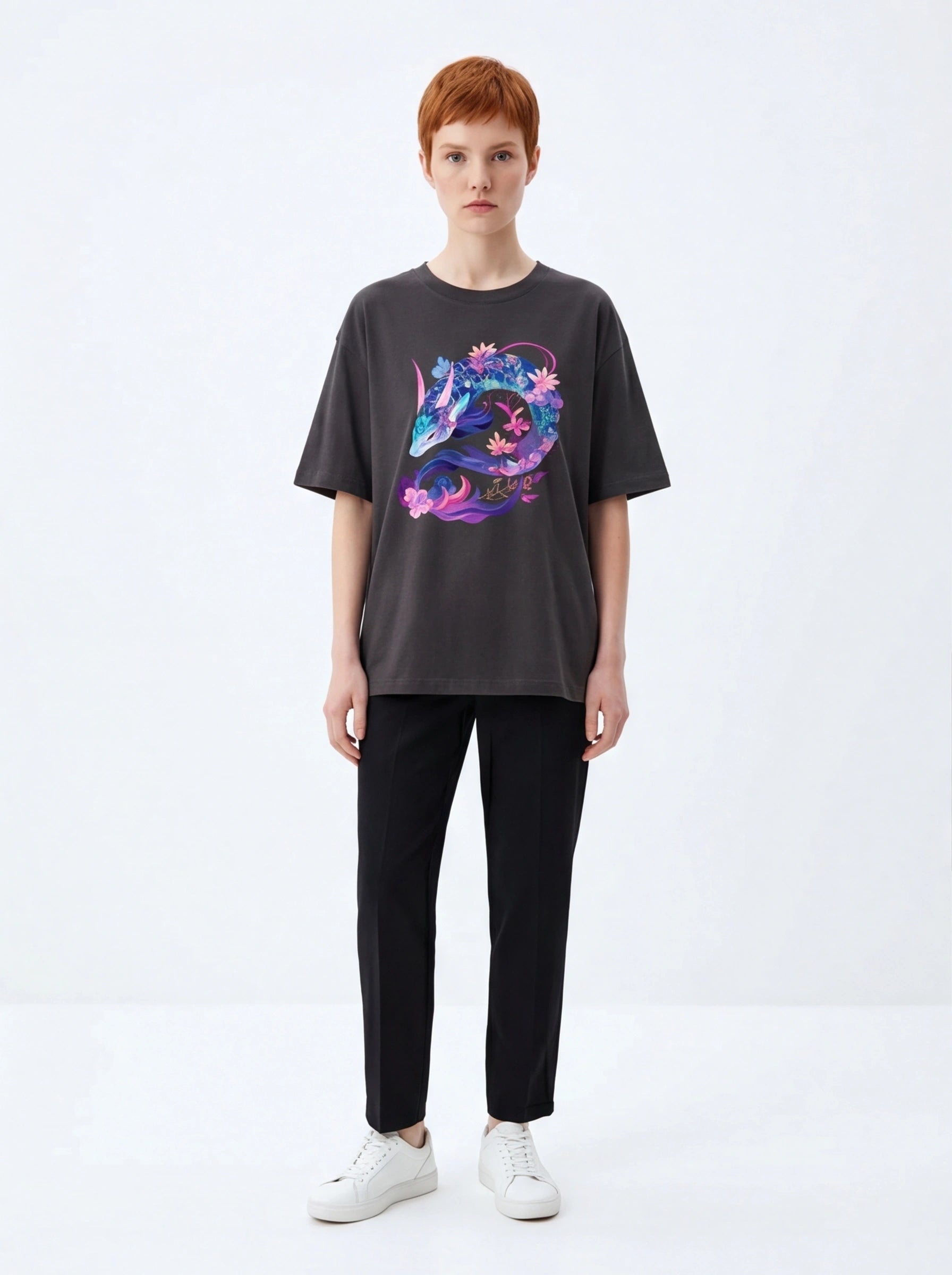 Floral Sea Dragon Oversized T-Shirt