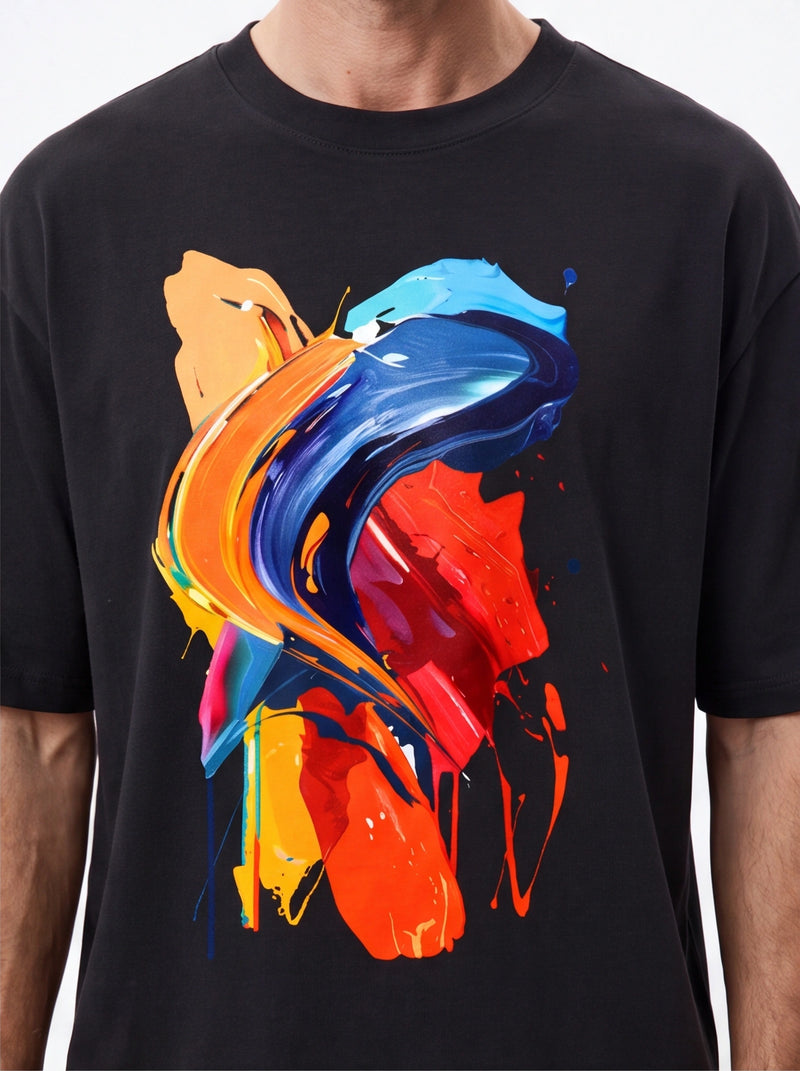 Paint Splatter Oversized T-Shirt – Black