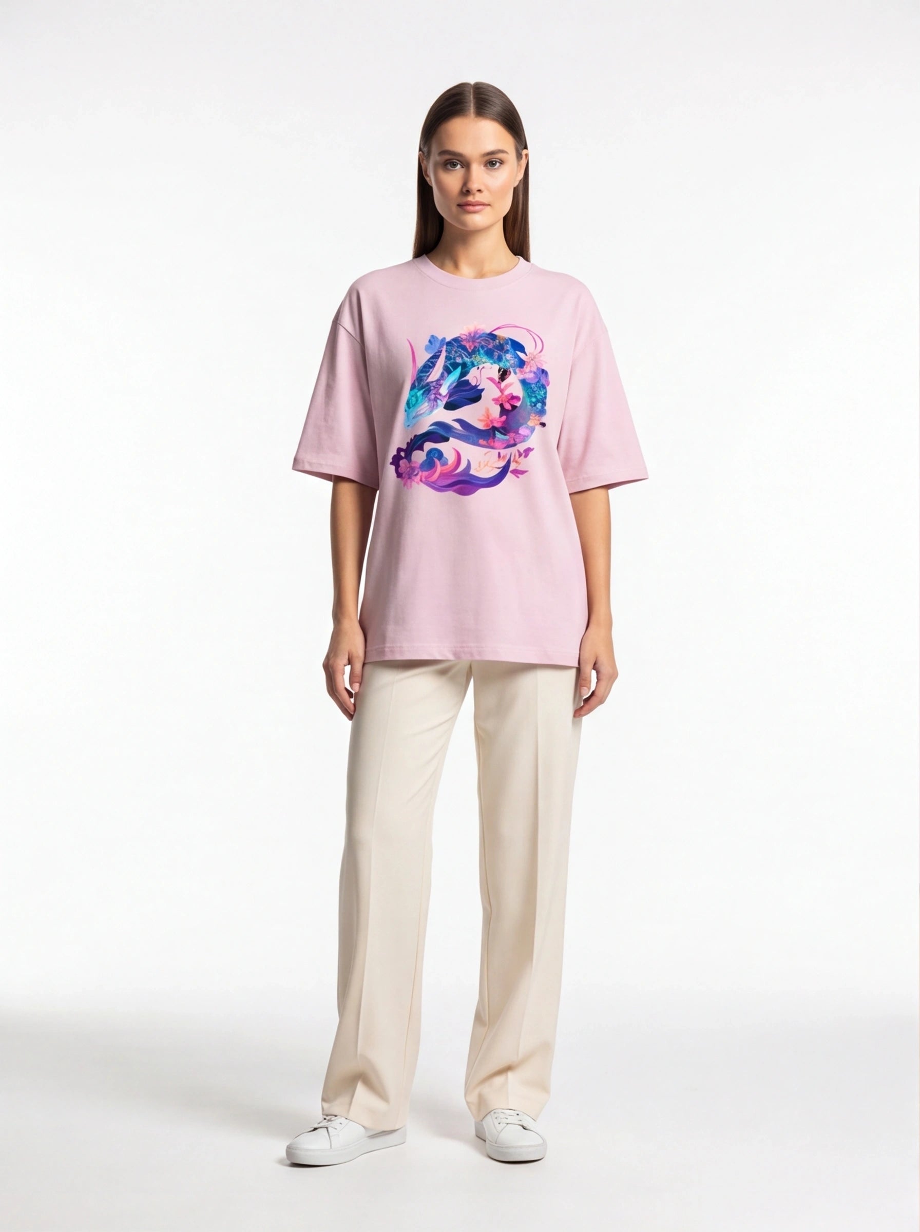 Floral Sea Dragon Oversized T-Shirt