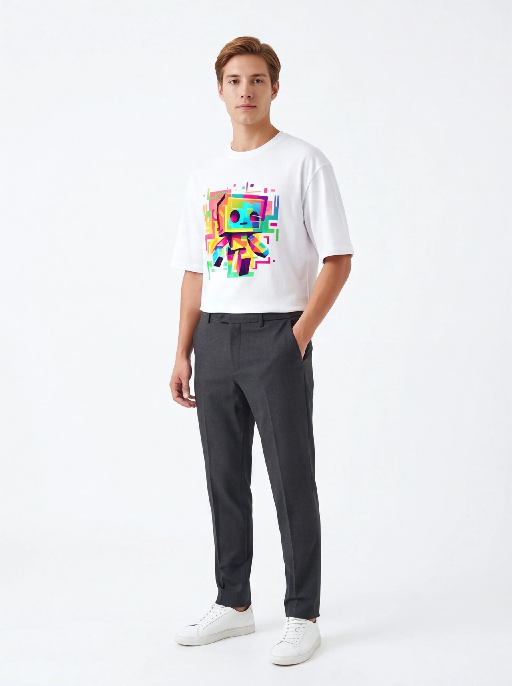 Colorful Robot Oversized T-Shirt