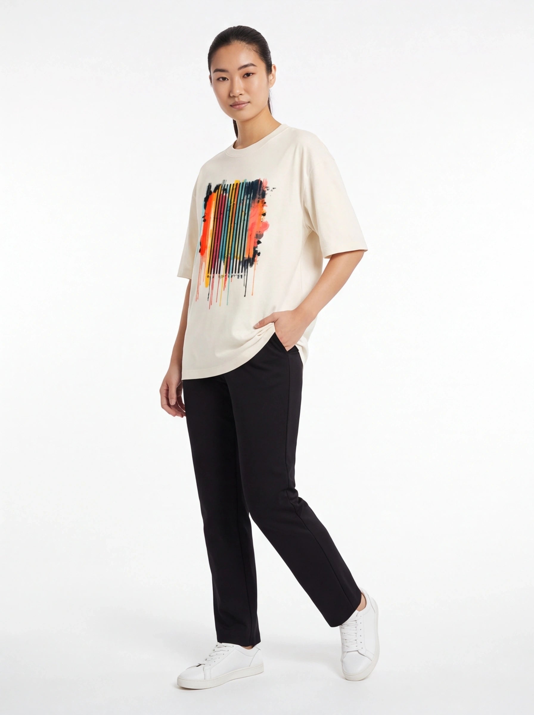 Colorful Barcode Oversized T-Shirt