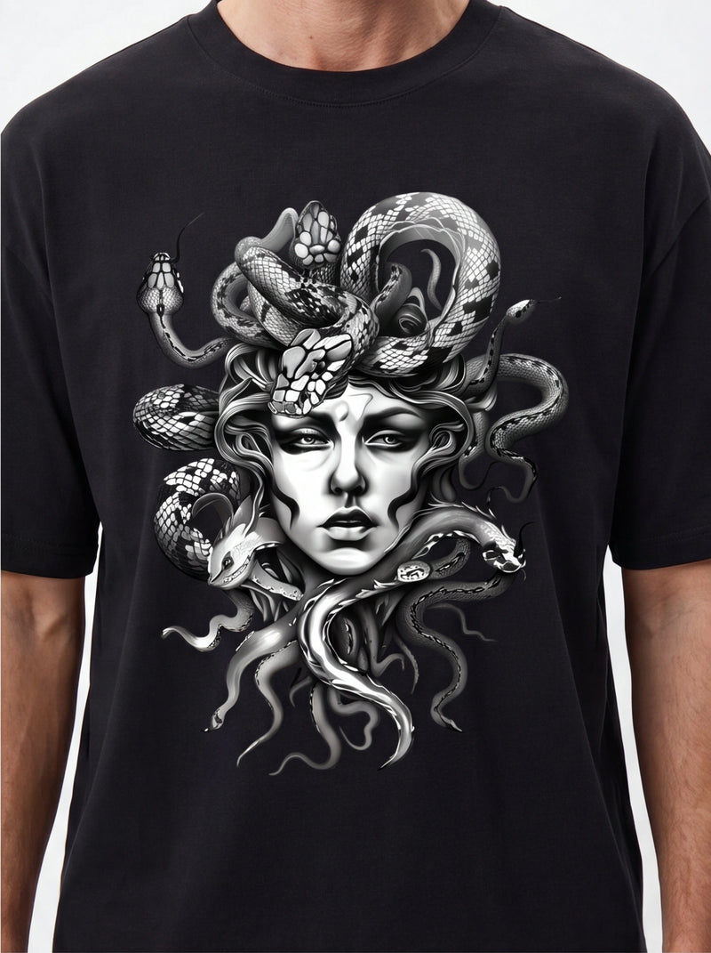 Medusa Head Oversized T-Shirt – Black