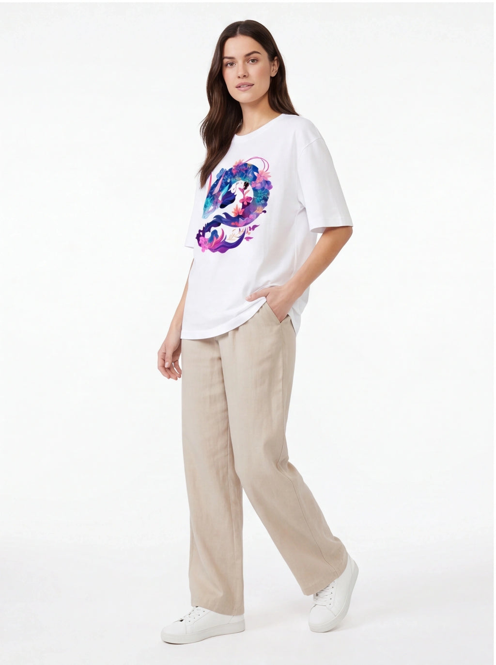 Floral Sea Dragon Oversized T-Shirt