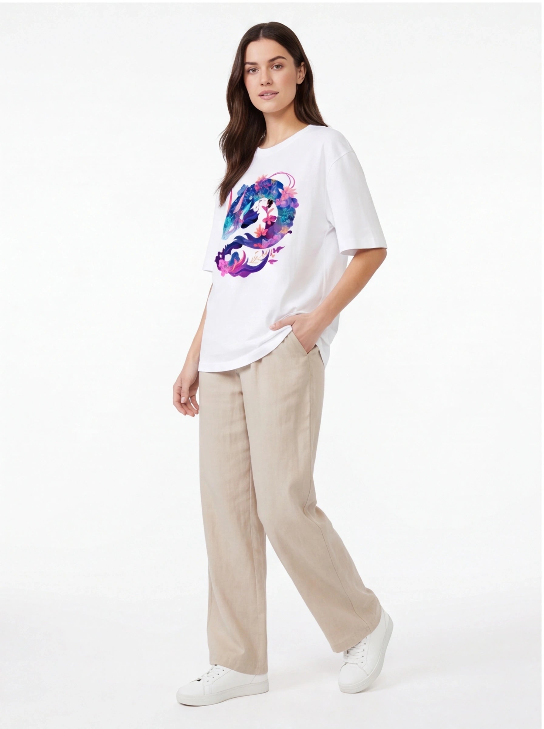 Floral Sea Dragon Oversized T-Shirt