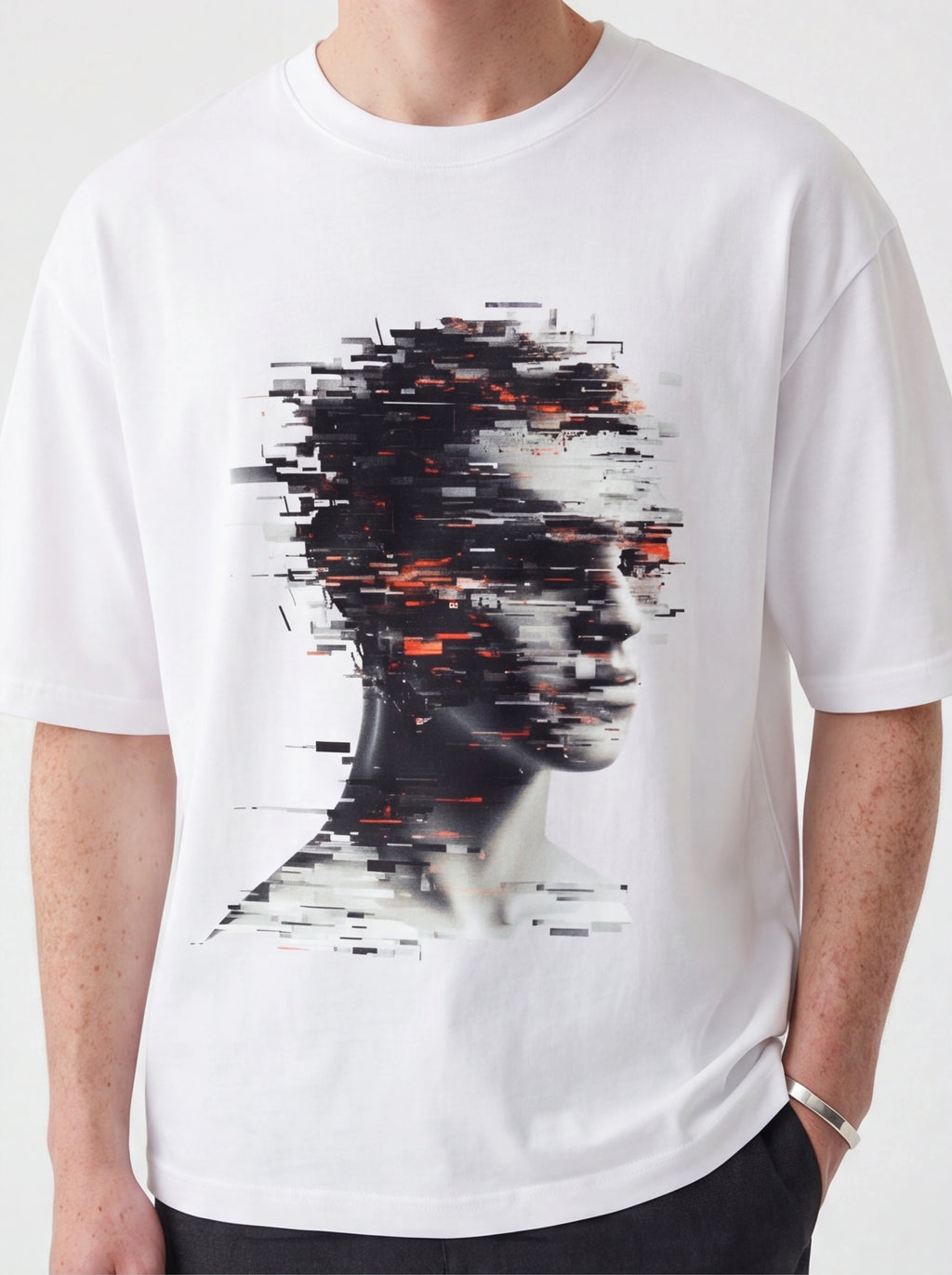 Glitching Head Oversized T-Shirt