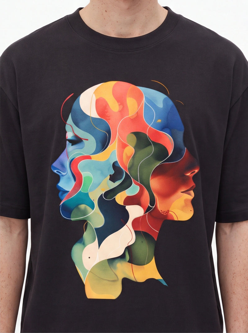 Two Faces Oversized T-Shirt – Black
